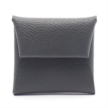 HERMES Bastia Verso coin purse wallet Chevre leather Gray Ardoise Used Women W