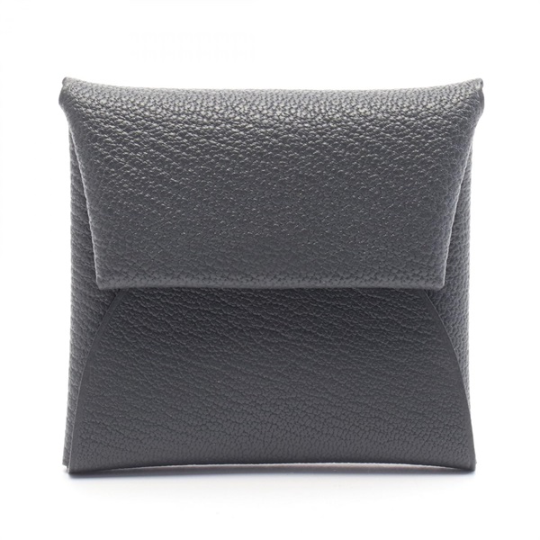HERMES Bastia Verso coin purse wallet Chevre leather Gray Ardoise Used Women W