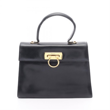 Salvatore Ferragamo Gancini Handbag 21 2181 leather Navy Used Women No strap
