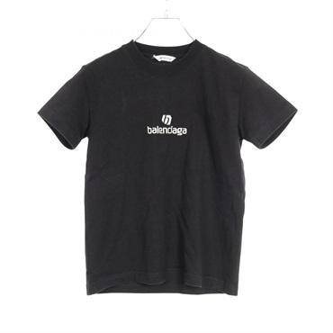 BALENCIAGA Logo Embroidery T-shirt 612964 cotton Black Size S Used Women