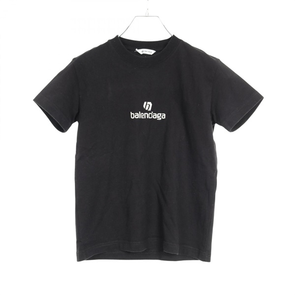 BALENCIAGA Logo Embroidery T-shirt 612964 cotton Black Size S Used Women