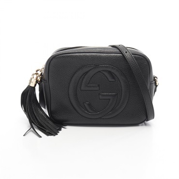 GUCCI Soho Disco Bag Interlocking G Shoulder Bag 308364 leather Black Used Women
