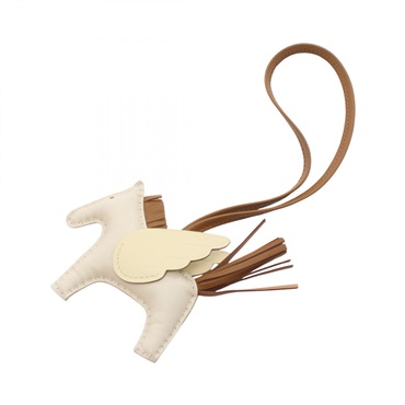 HERMES Rodeo Pegasus PM charm Agneau milo Swift leather Beige Brown Cle Used K