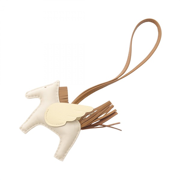 HERMES Rodeo Pegase PM charm K Swift leather Agneau milo Craie Brown kraft used