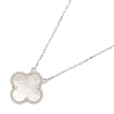 Van Cleef & Arpels Vintage Alhambra Mother of Pearl Necklace pendant 18KWG used