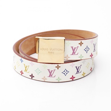 LOUIS VUITTON Ceinture Care Belt M9270W Monogram Multi White Blanc Used Women LV