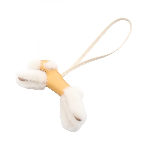 HERMES Buddy charm Agneau milo Mouton Brown Beige Paille Used Women K