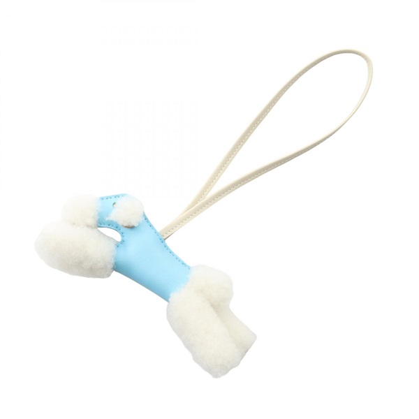 HERMES Buddy bag charm K Agneau milo Mouton leather craie Celeste Used Women