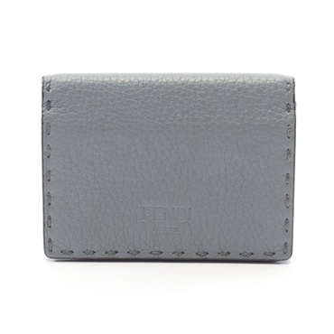 FENDI Selleria Card Case 8M0217 leather Blue Used Women