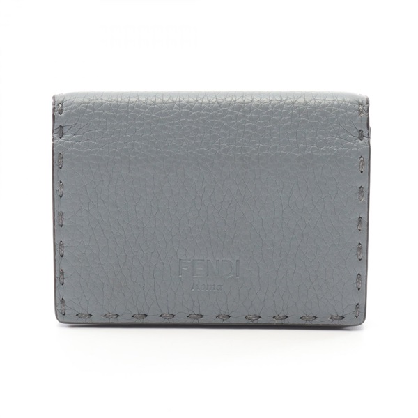 FENDI Selleria Card Case 8M0217 leather Blue Used Women