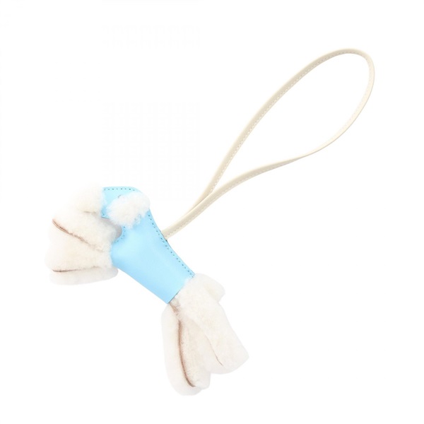 HERMES Buddy bag charm K Agneau milo Mouton Celeste craie Women