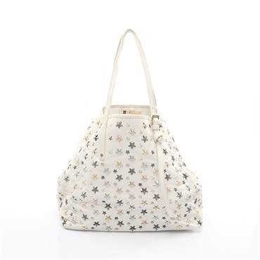 JIMMY CHOO Sasha M Studs Tote Bag leather White Used Women