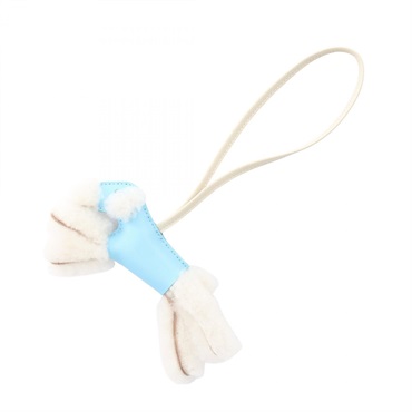 HERMES Buddy bag Charm K Agneau milo Mouton Celeste Craie Women