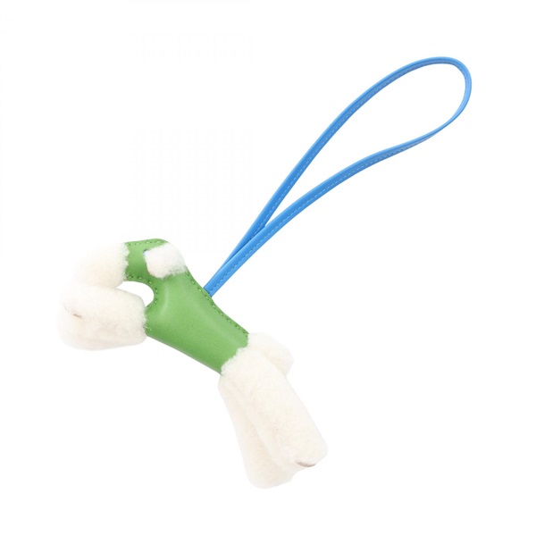HERMES Buddy bag charm K Agneau milo Mouton Vert Yucca blue France Used Women