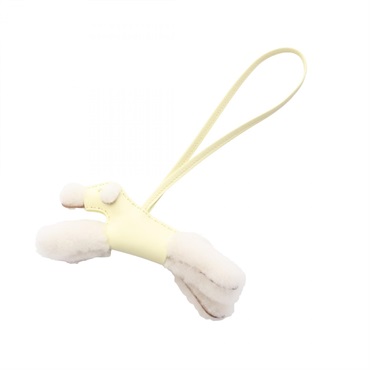 HERMES Buddy Bag charm Agneau milo leather Mouton White Jaune Milton Yellow K