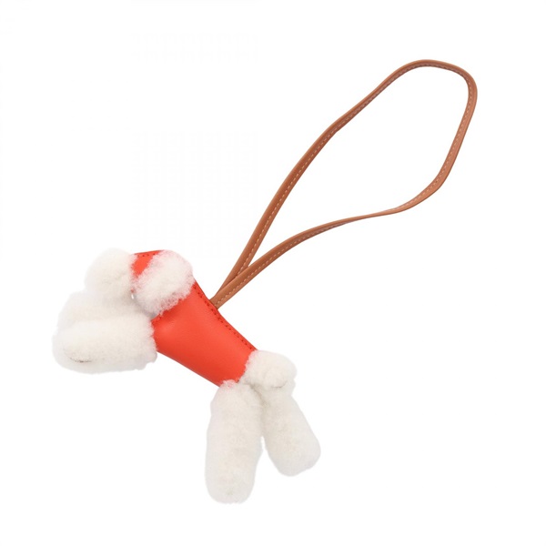 HERMES Buddy Bag Charm Agneau milo leather Mouton White Gold Capucine Women K