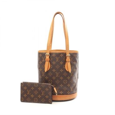 LOUIS VUITTON Bucket PM tote shoulder Handbag M42238 Monogram leather Brown Used