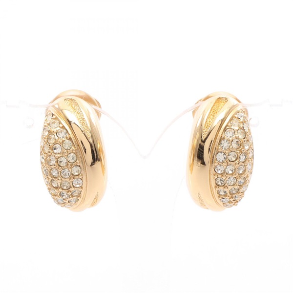 Christian Dior Earring Gold Plated Rhinestone Used women