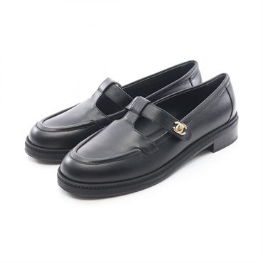 CHANEL COCO Mark Turnlock loafers G46799 leather Black #39C Used Women