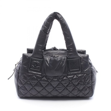 CHANEL Cococoon Handbag A48619 Nylon leather Black Used Women SHW