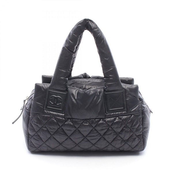 CHANEL Cococoon Handbag A48619 Nylon leather Black Used Women SHW