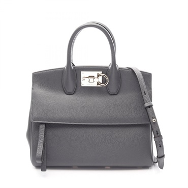 Salvatore Ferragamo Gancini shoulder crossbody Handbag 21 H159 leather Gray Used