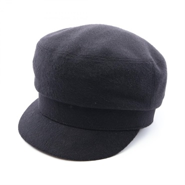 HERMES Casquette Cap Hat #58 Cashmere Black Used Women