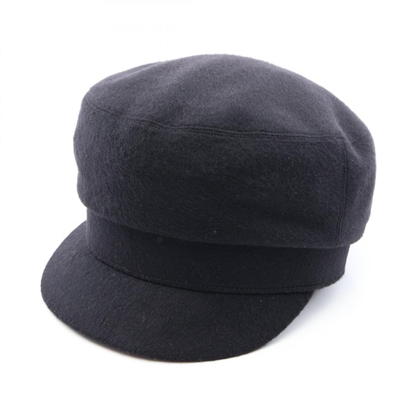 HERMES Casquette Cap Hat #58 Cashmere Black Used Women