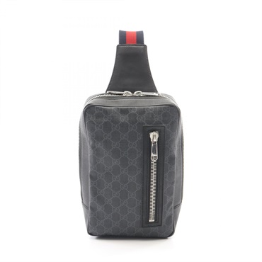 GUCCI Soft GG Supreme Belt Waist Crossbody Bag 478325 canvas leather Black Used