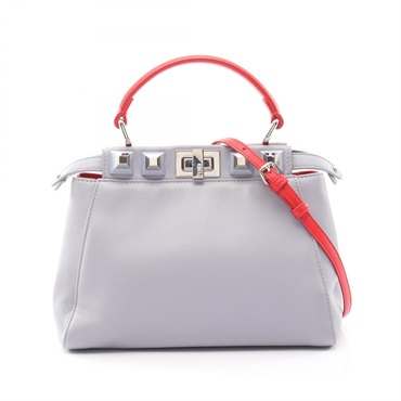 FENDI Mini Peekaboo Studs Shoulder Handbag 8BN244 leather Blue Red Used Women