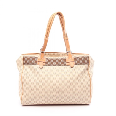 LOEWE Repeat anagram Tote shoulder Bag canvas leather Beige Brown Used Women