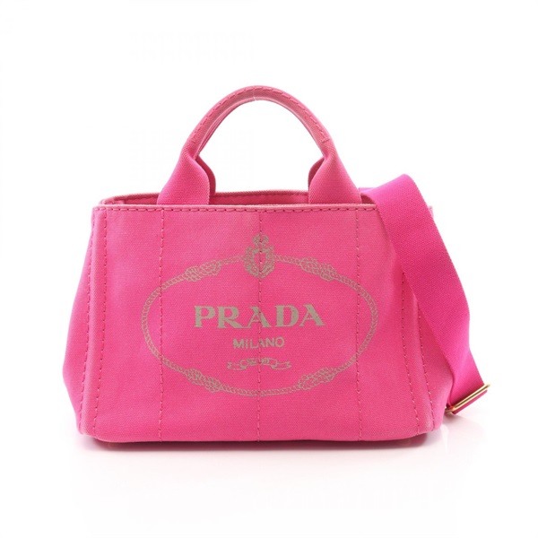 PRADA CANAPA Mini Shoulder Crossbody Tote Handbag canvas Pink Used Women