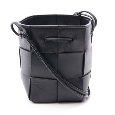 BOTTEGA VENETA Cassette Mini Crossbody Bucket Shoulder Bag leather Black Used