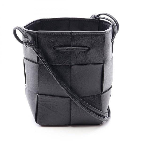 BOTTEGA VENETA Cassette Mini Crossbody Bucket Shoulder Bag leather Black Used