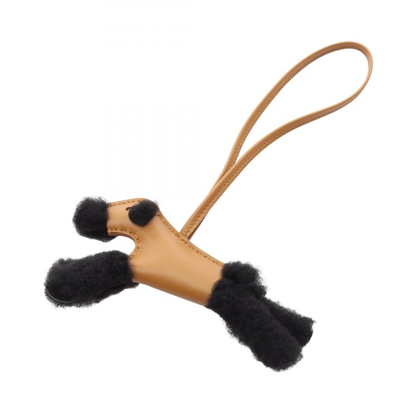 HERMES Buddy bag Charm G Kraft agneau milo Mouton Brown Black preowned Women