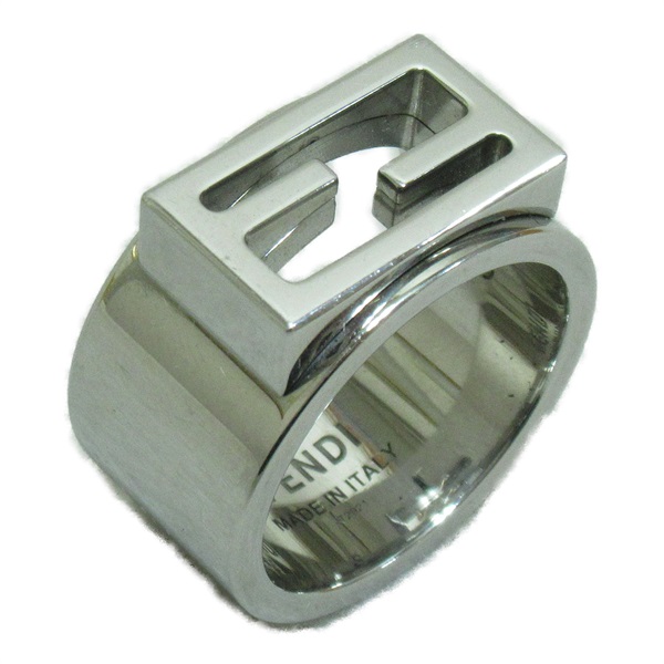 FENDI baguette ring #18 L size metal Silver color Used