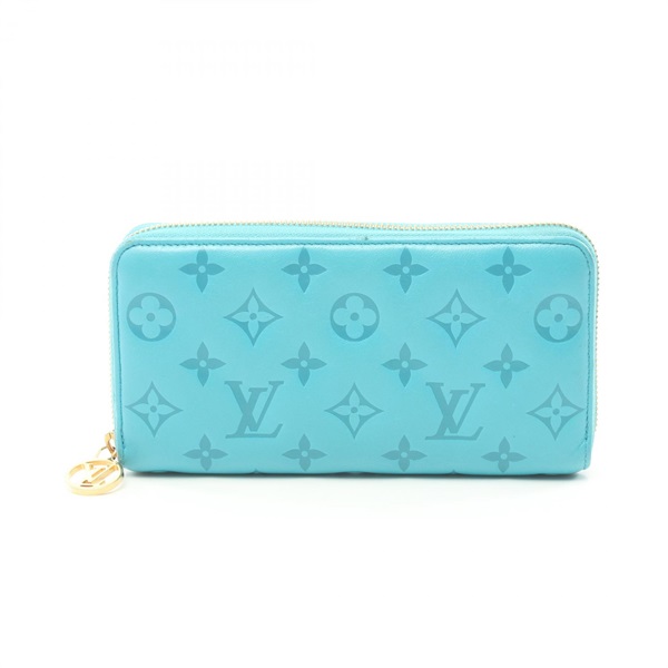 LOUIS VUITTON Zippy long wallet M81512 Monogram Emboss leather Blue Used Women