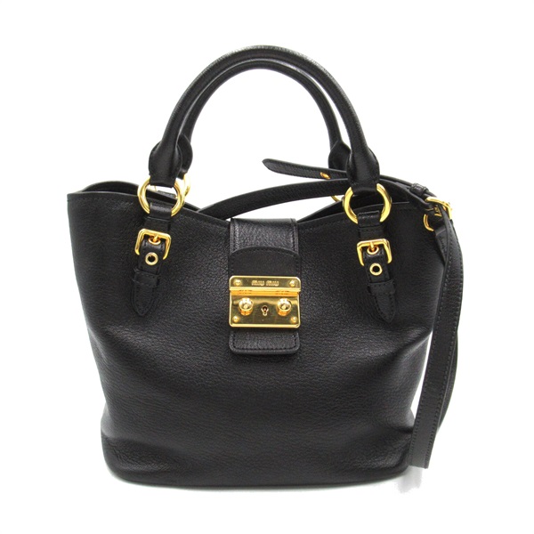 Miu Miu 2WAY Tote Hand Bag RNC886 leather Black Used Women