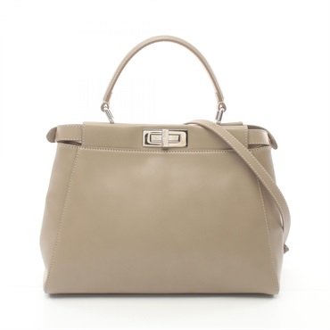 FENDI Peek-a-boo regular shoulder crossbody Hand bag 8BN226 leather Beige Used