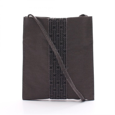 HERMES Her Line Pochette crossbody Shoulder Bag Nylon canvas Gray Used Women