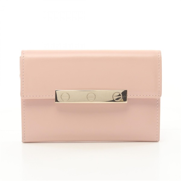 CARTIER Love collection Card Case L3000749 leather Pink Used Women