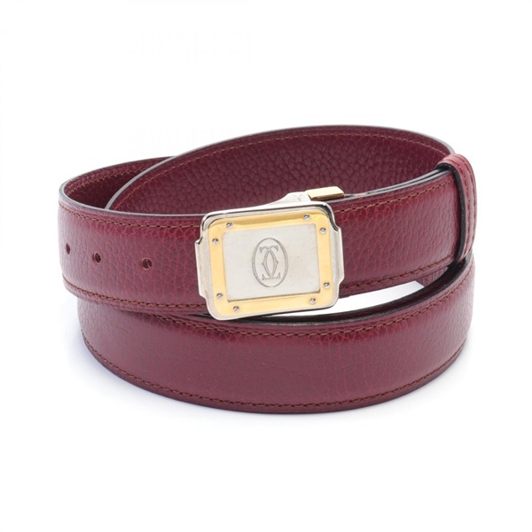 CARTIER Santos Must belt ceinture 125cm leather Bordeaux Used