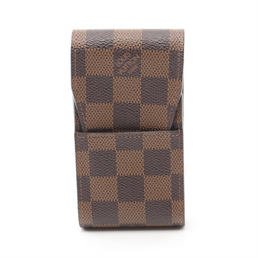 LOUIS VUITTON Etui Cigarettes Damier Ebene case N63024 canvas leather Brown Used