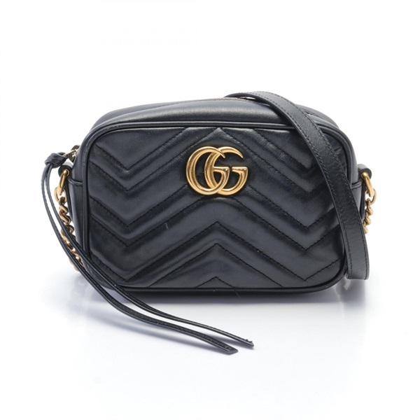 GUCCI GG Marmont Quilting Mini Bag Shoulder Bag 448065 leather Black Used Women