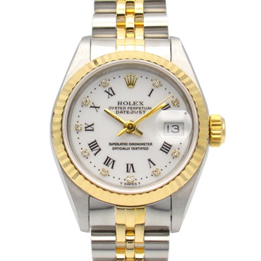 ROLEX Datejust 10P Diamond E Wrist Watch 69173G Automatic K18 YG Gold SS Women