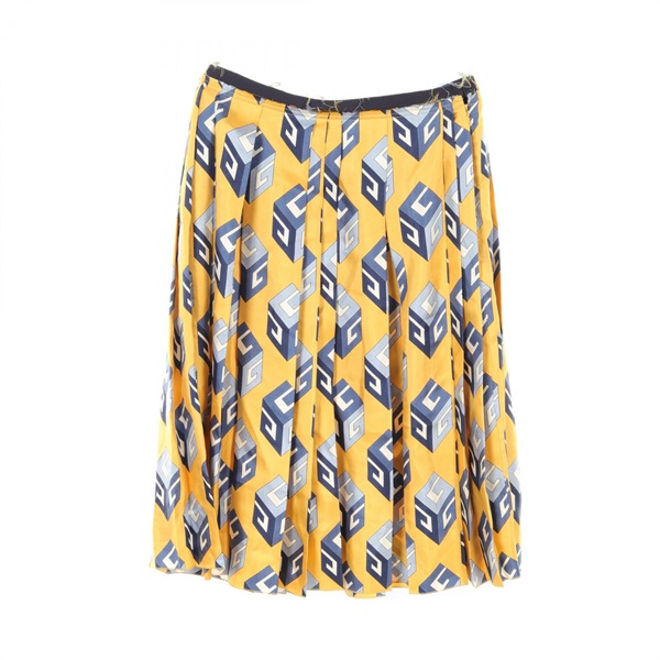 GUCCI skirt jupe #38 473381 silk Yellow Multicolor Used