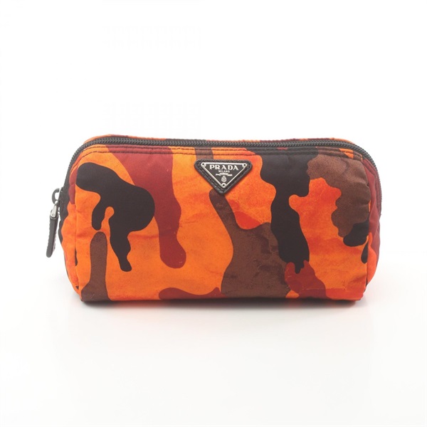 PRADA Pouch Nylon Orange Multicolor Used Women