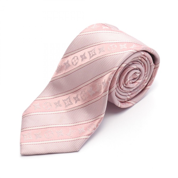 LOUIS VUITTON Monogram stripe tie silk Pink Used mens LV