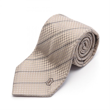 LOUIS VUITTON Micro Damier tie silk Beige Gray Beige Used mens LV