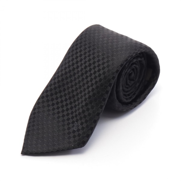 LOUIS VUITTON Cravat Petit Damier tie silk Black Used mens